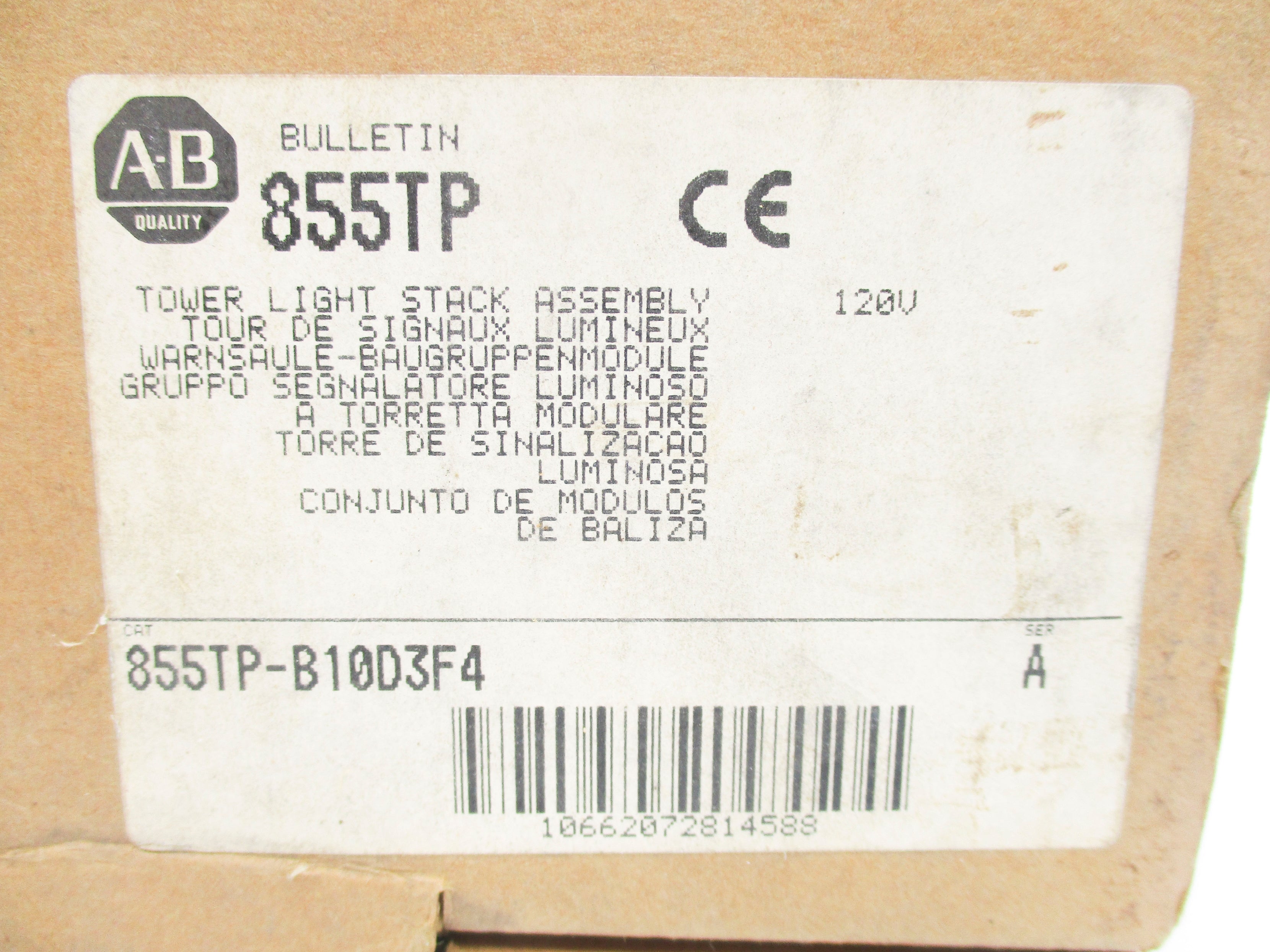 ALLEN BRADLEY 855TP-B10D3F4  SER. A (BR/WH) NSMP
