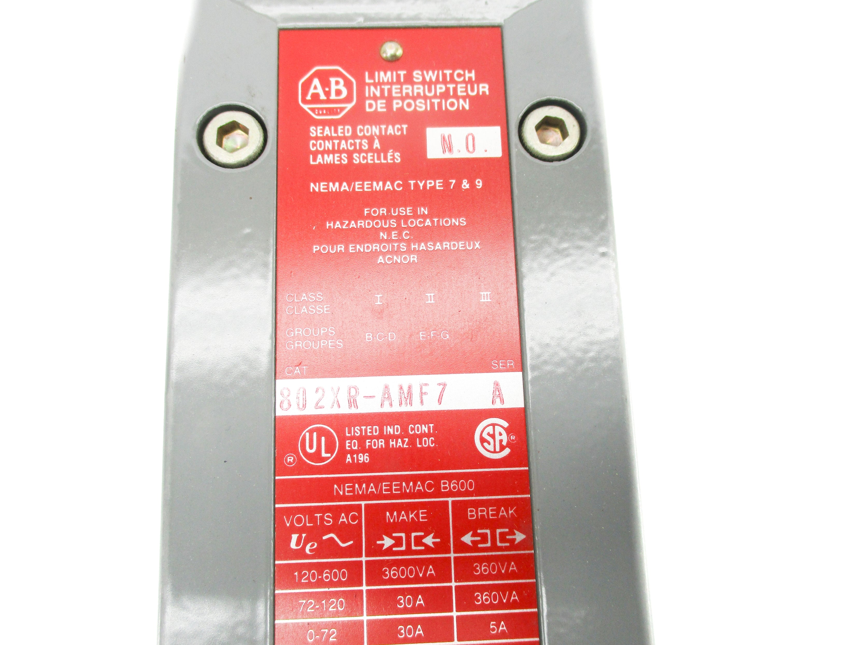 ALLEN BRADLEY 802XR-AMF7 SER. A NSNP