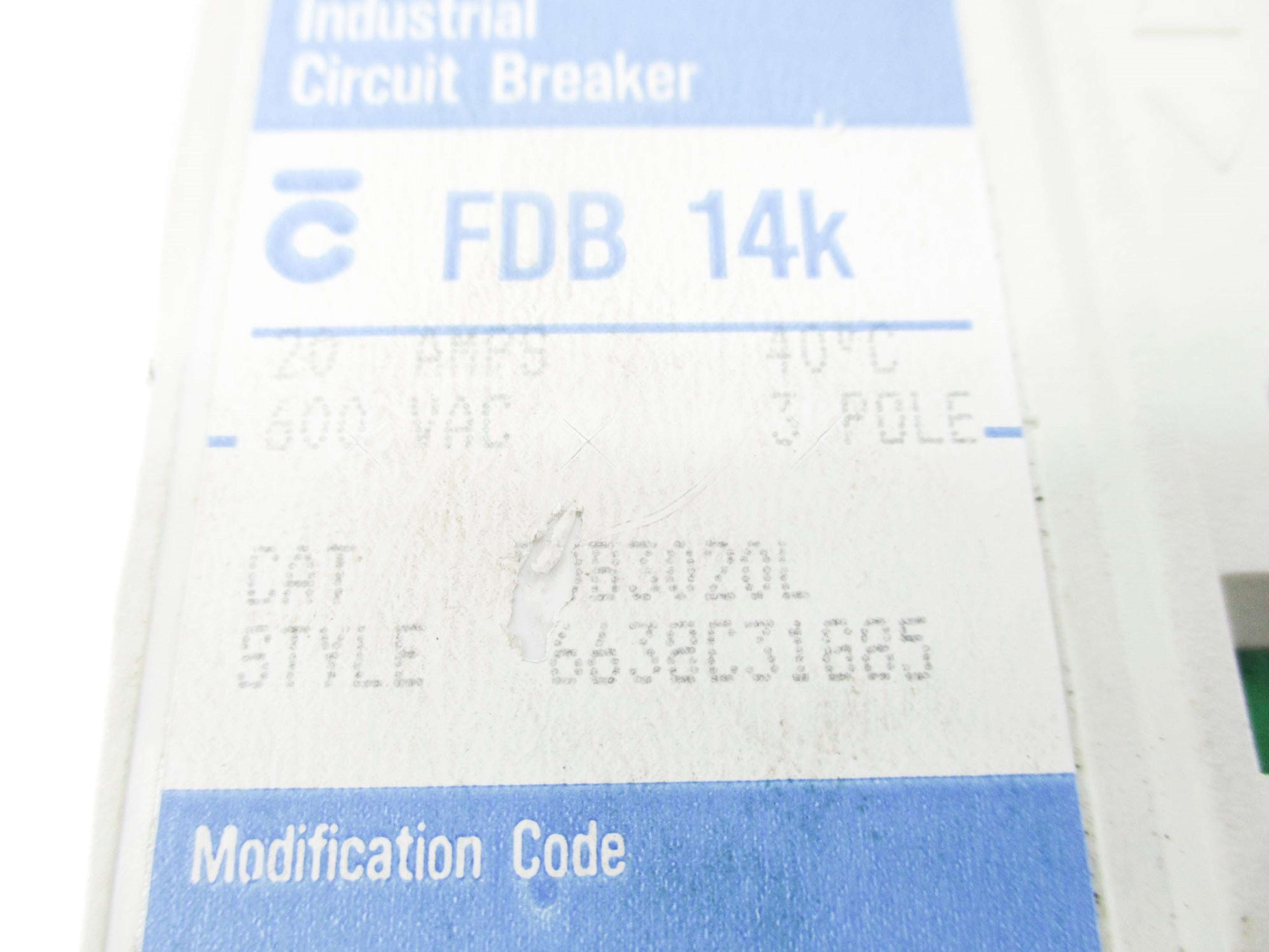 WESTINGHOUSE FDB3020L 6638C31685 SER. C 600VAC 20A NSNP