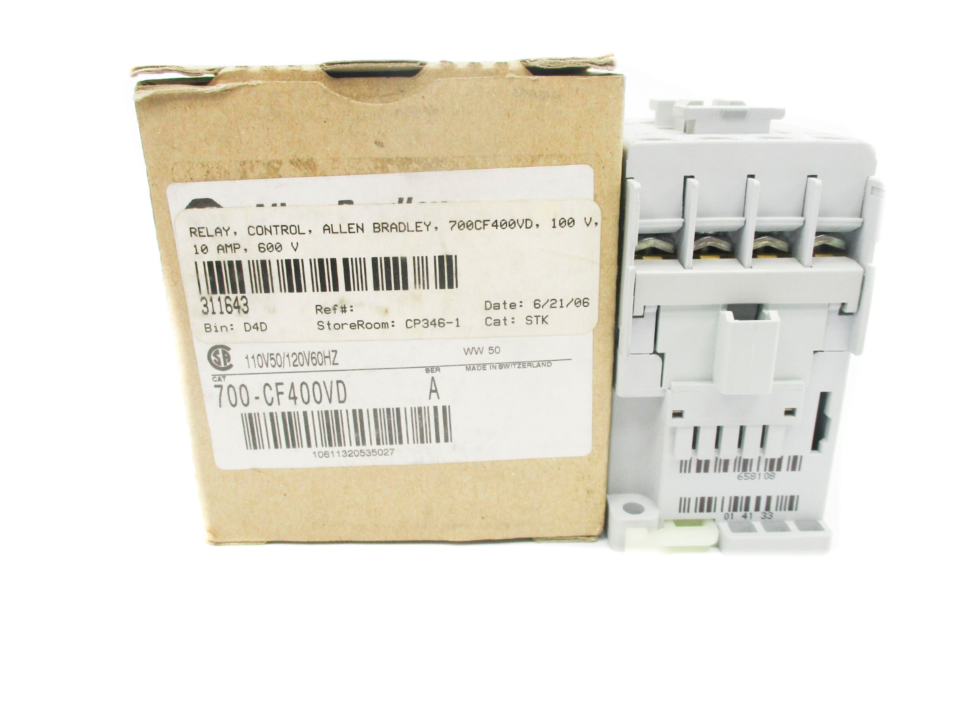 ALLEN BRADLEY 700-CF400VD SER. A 110/120V 20A (BR/WH) NSMP