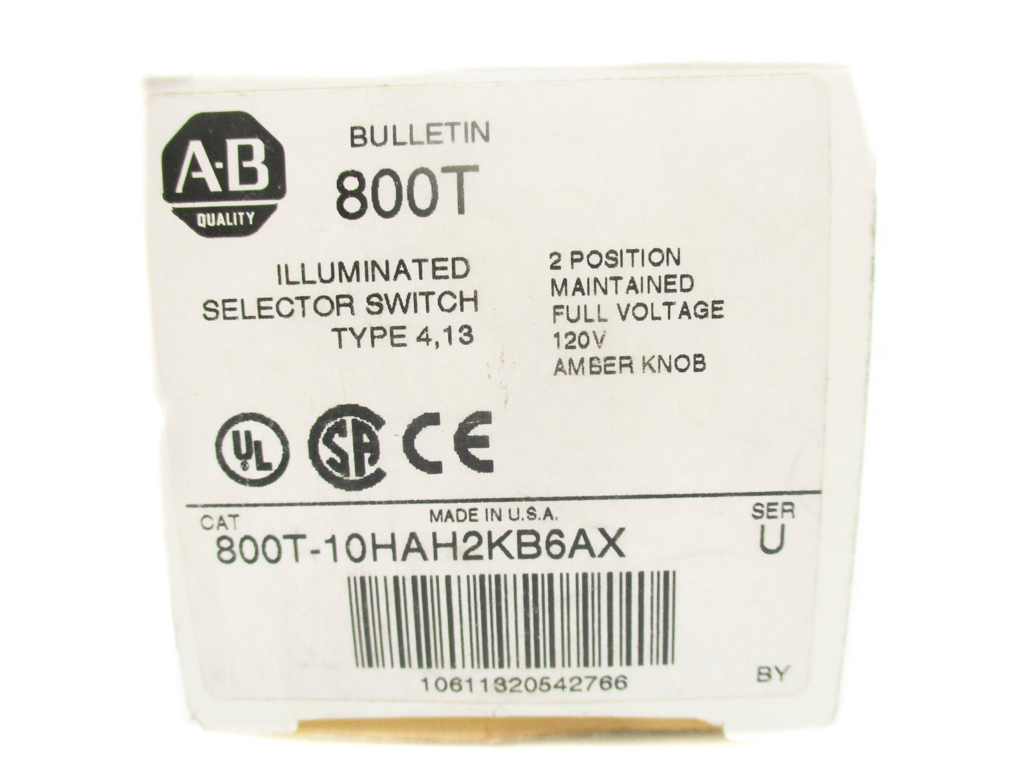 ALLEN BRADLEY 800T-10HAH2KB6AX SER. U (WH) NSMP