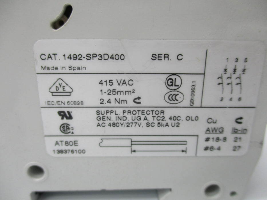 ALLEN BRADLEY 1492-SP3D400 SER. C 415VAC 40A NSNP