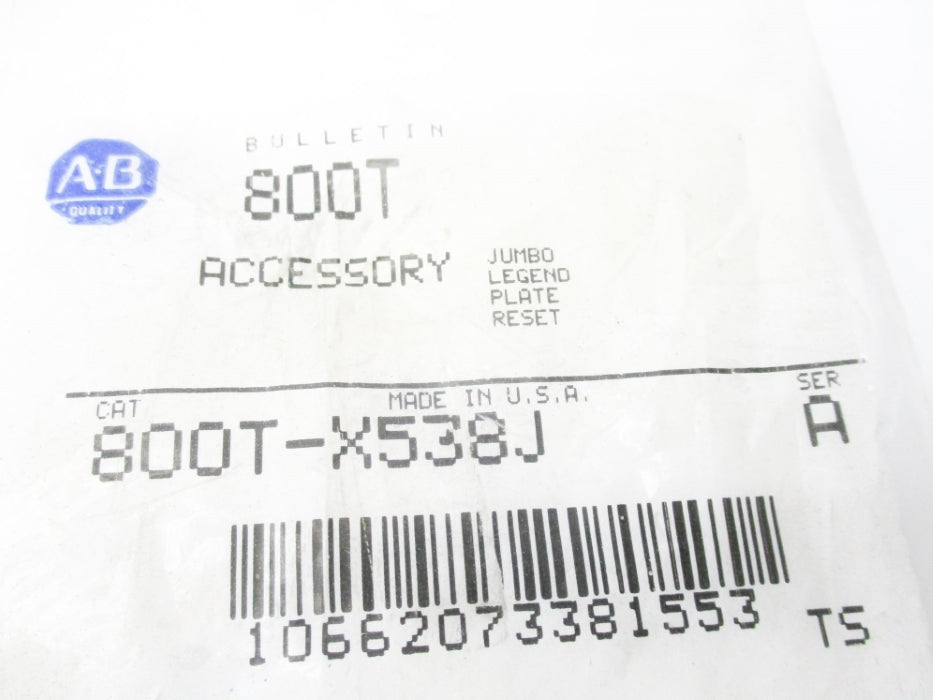 ALLEN BRADLEY 800T-X538J SER. A NSMP