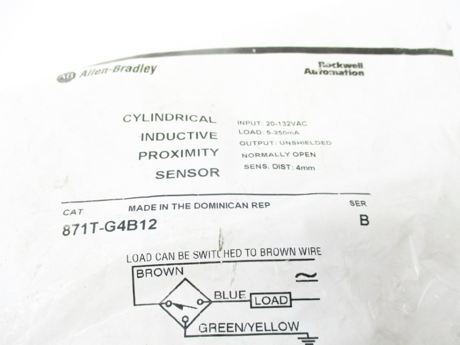 ALLEN BRADLEY 871T-G4B12 SER. B 20-132VAC NSMP