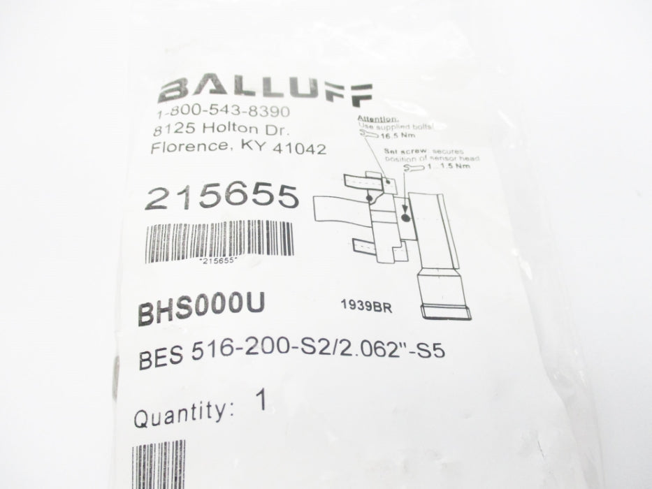 BALLUFF BES516-200-S2/2.062-S5 BHS000U 3000PSI NSMP
