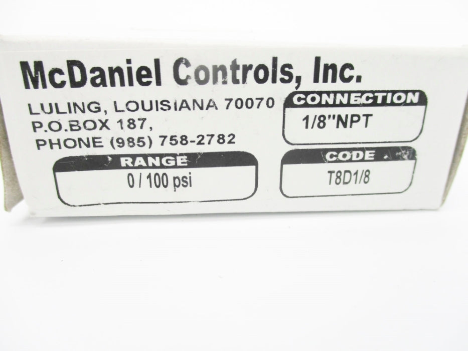 MCDANIEL CONTROLS T8D1/8 0-100PSI NSMP