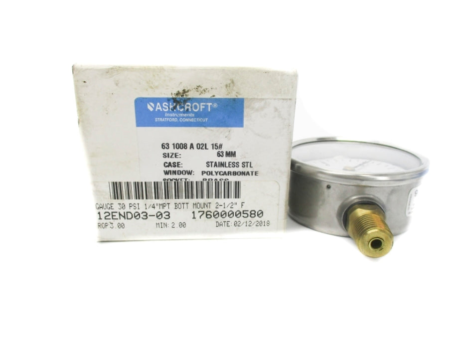 ASHCROFT 631008A02L15# 0-15PSI NSMP