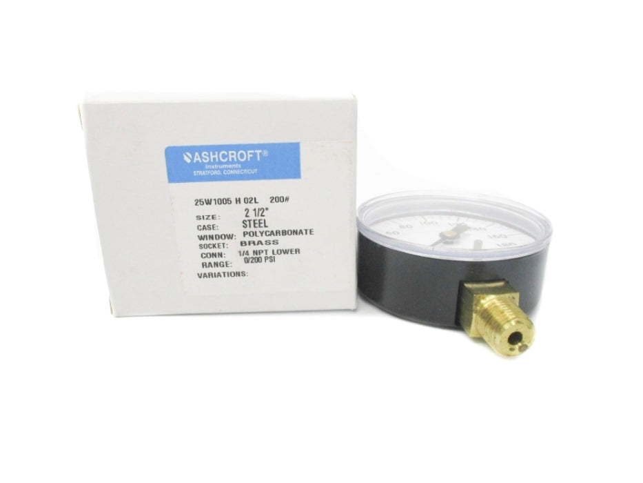 ASHCROFT 25W1005H02L200# 0-200PSI 2-1/2" NSMP