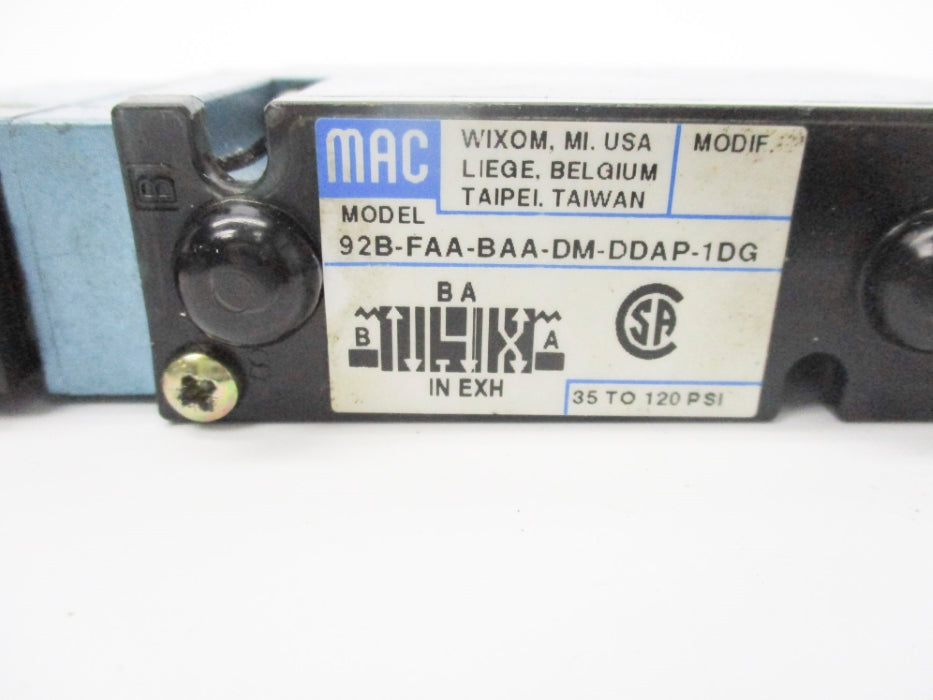 MAC 92B-FAA-BAA-DM-DDAP-1DG 24VDC 35-120PSI NSNP