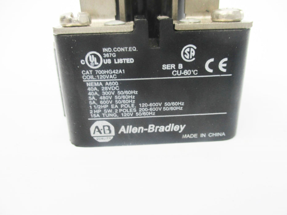 ALLEN BRADLEY 700-HG42A1 SER. B 120VAC 40A NSNP