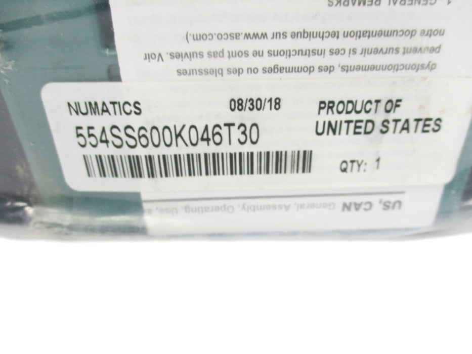 NUMATICS 554SS600K046T30 110/120V 150PSIG NSMP