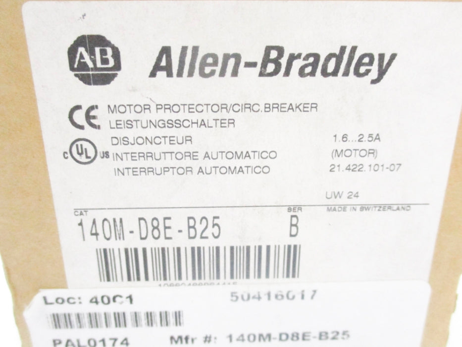 ALLEN BRADLEY 140M-D8E-B25 SER. B 1.6-2.5A 690V NSMP