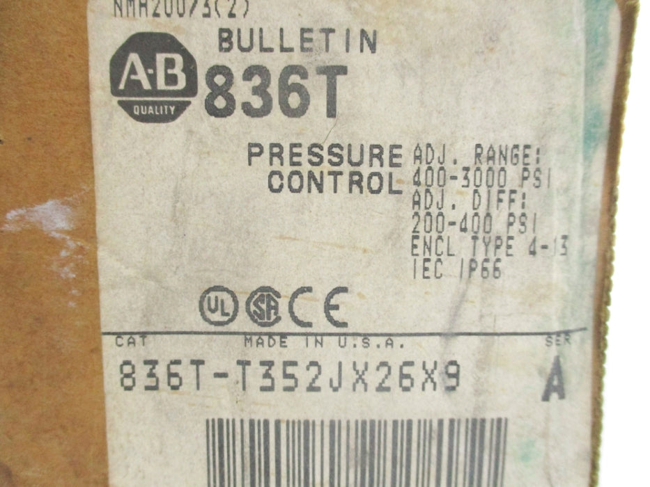ALLEN BRADLEY 836T-T352JX26X9 SER. A 400-3000PSI (BR/WH) NSMP