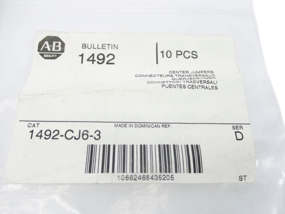 ALLEN BRADLEY 1492-CJ6-3 SER. D (PKG OF 10) NSMP