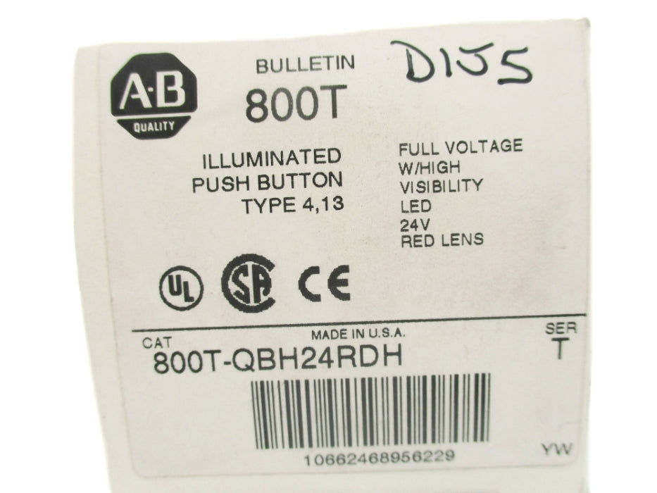 ALLEN BRADLEY 800T-QBH24RDH SER. T (WH) NSMP
