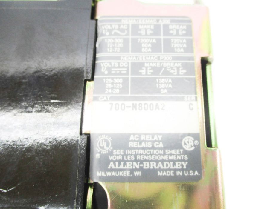 ALLEN BRADLEY 700-N800A2 SER. C 240/220V 60A UNMP