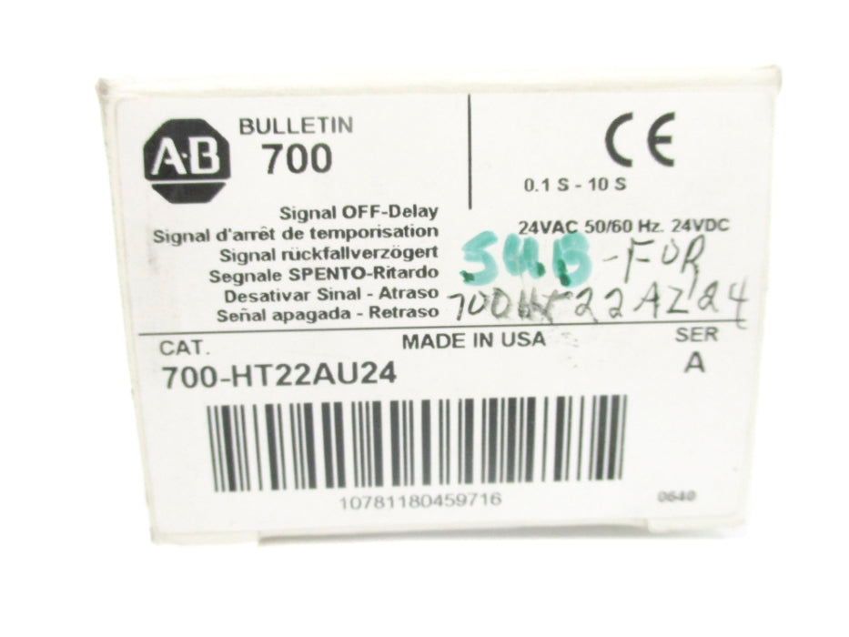 ALLEN BRADLEY 700-HT22AU24 SER. A 24VAC/DC 10A  0.1S-10S (WH) NSMP