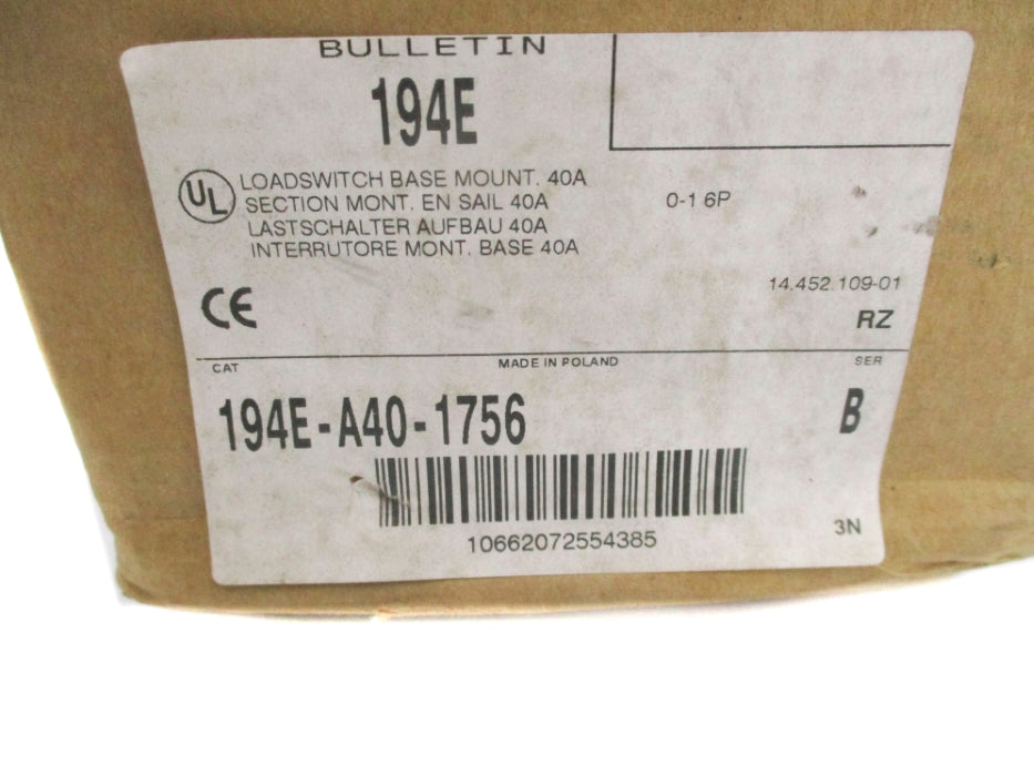 ALLEN BRADLEY 194E-A40-1756 SER. B (BR/WH) NSMP