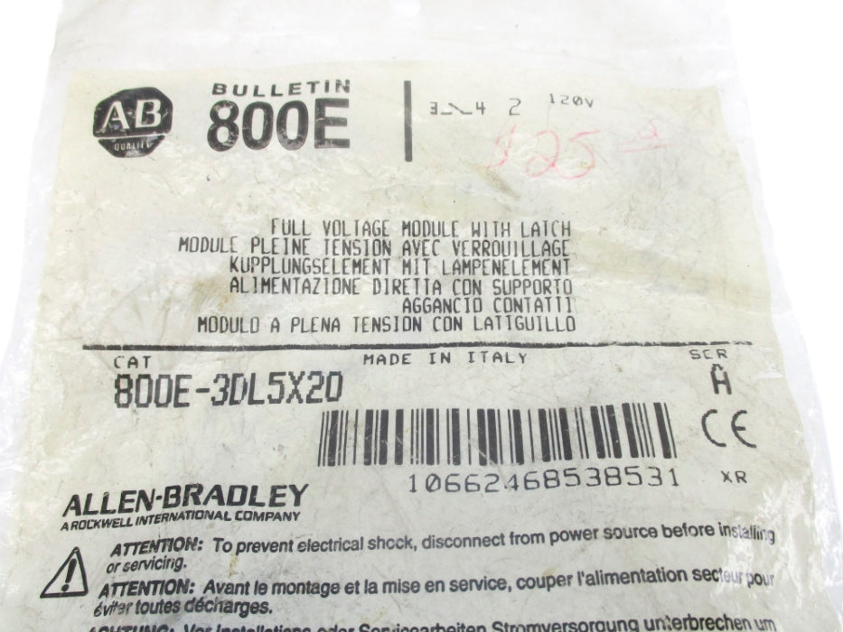 ALLEN BRADLEY 800E-3DL5X20 SER. A NSMP