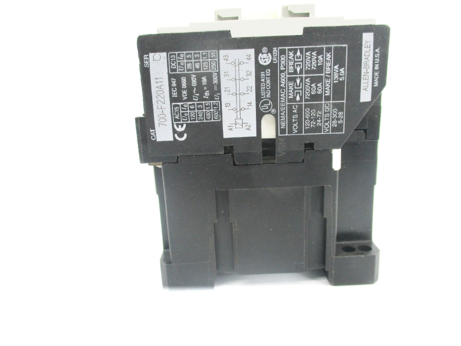 ALLEN BRADLEY 700-F220A11 SER. C 110V 60A (GY/BL) NSMP