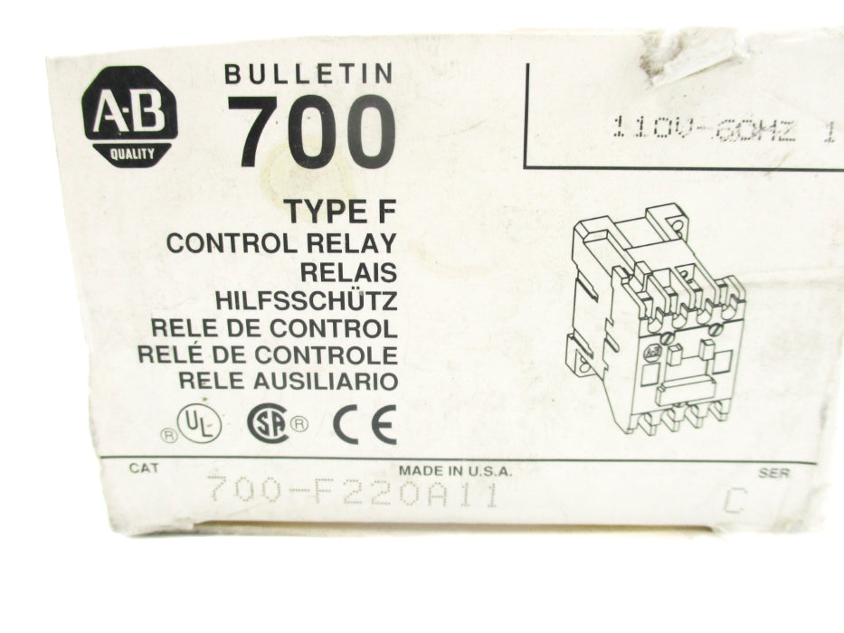 ALLEN BRADLEY 700-F220A11 SER. C 110V 60A (GY/BL) NSMP