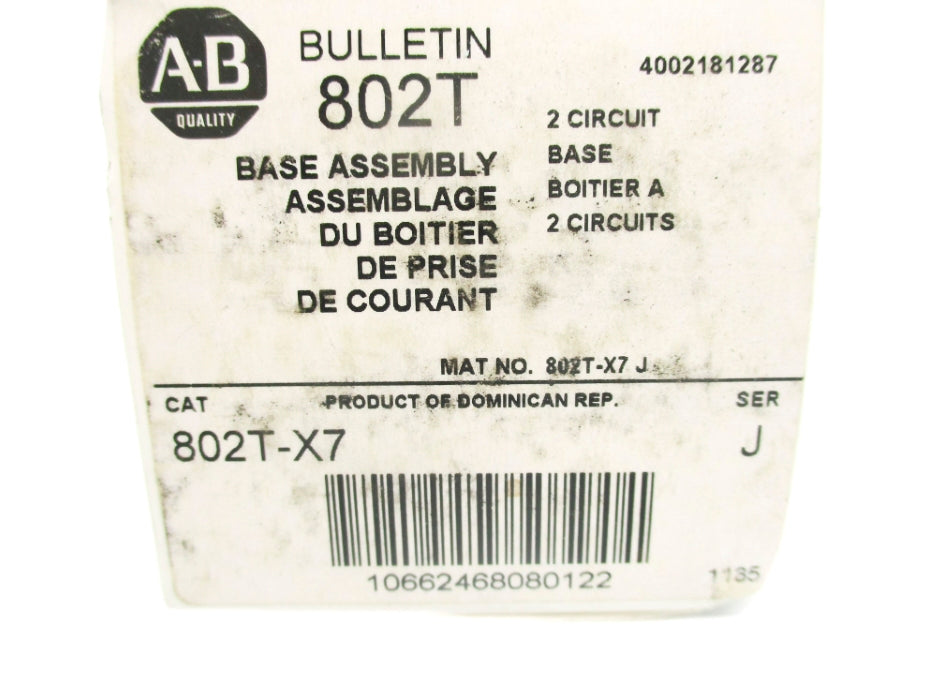 INDUSTRIAL SPARE PART 802T-X7 SER. J (WH) NSMP