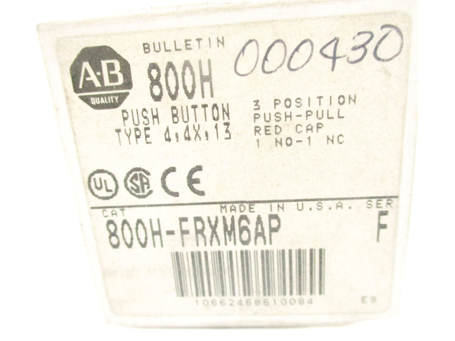 ALLEN BRADLEY 800H-FRXM6AP SER. F (GY/BL) NSMP