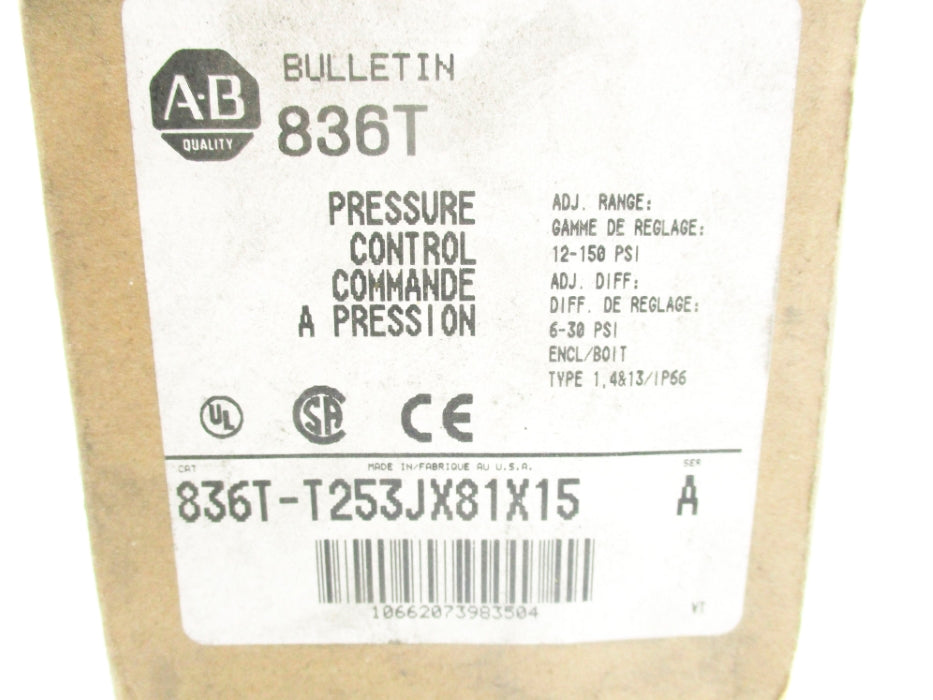 INDUSTRIAL SPARE PART 836T-T253JX81X15 SER. A 6-150PSI  (BR/WH) NSMP
