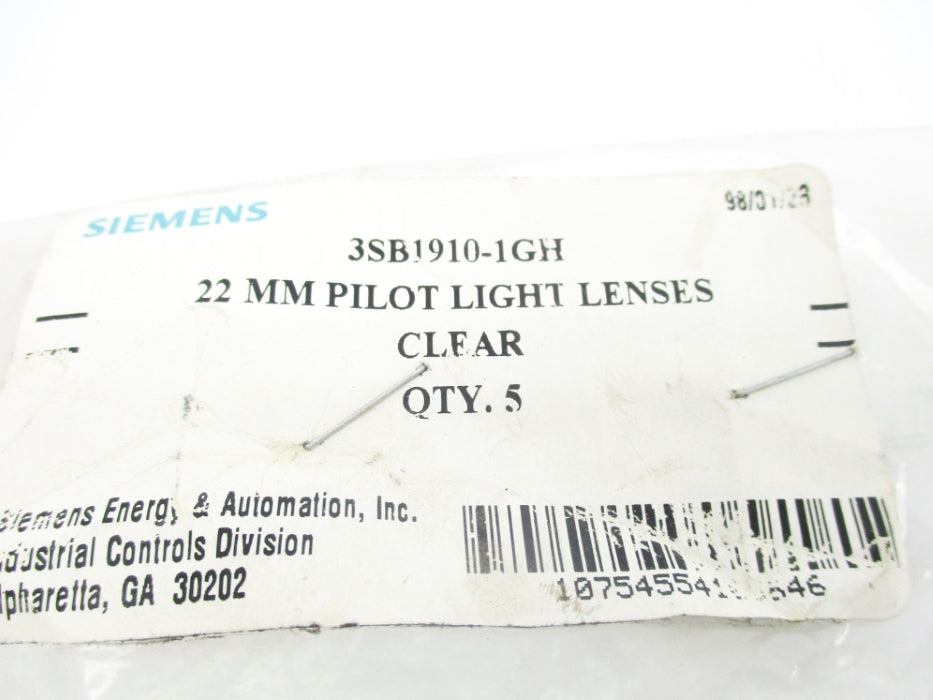 SIEMENS 3SB1910-1GH (PKG OF 5) NSMP