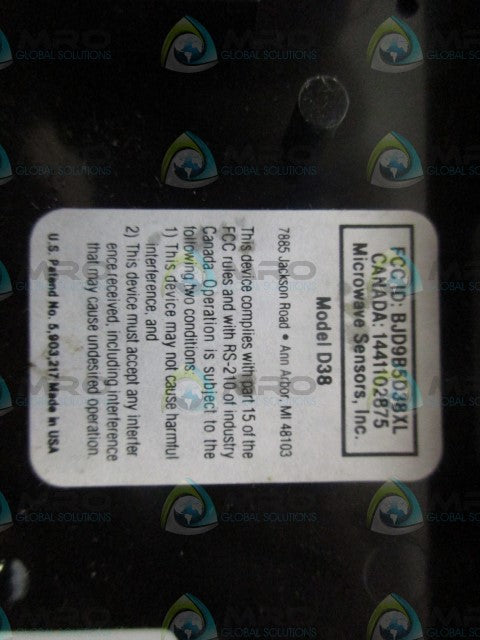 MICROWAVE SENSORS D38 MOTION SENSOR *NEW IN BOX*
