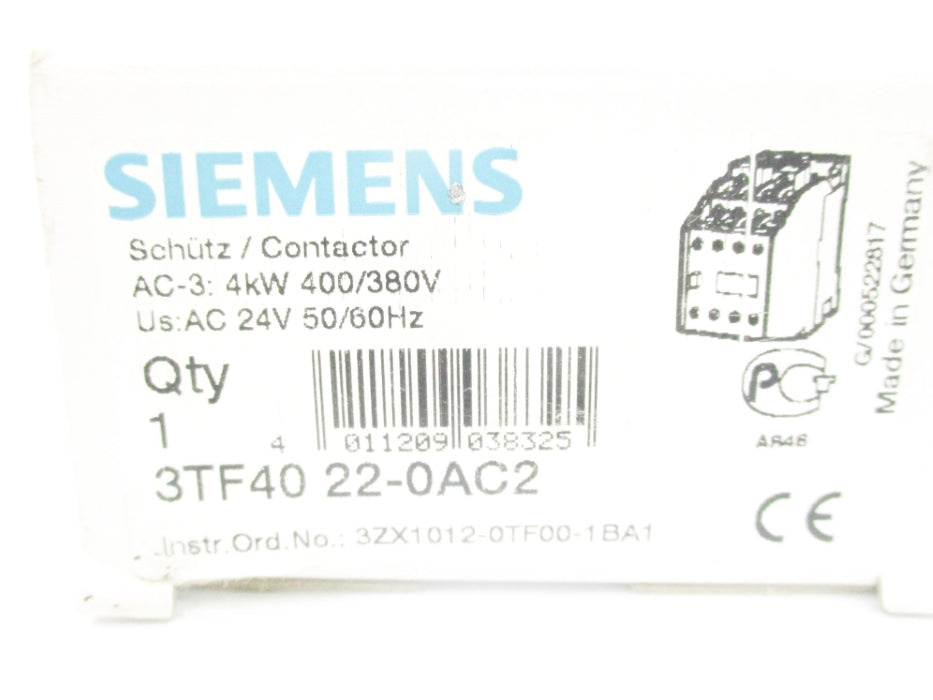 SIEMENS 3TF4022-0AC2 24VAC NSMP