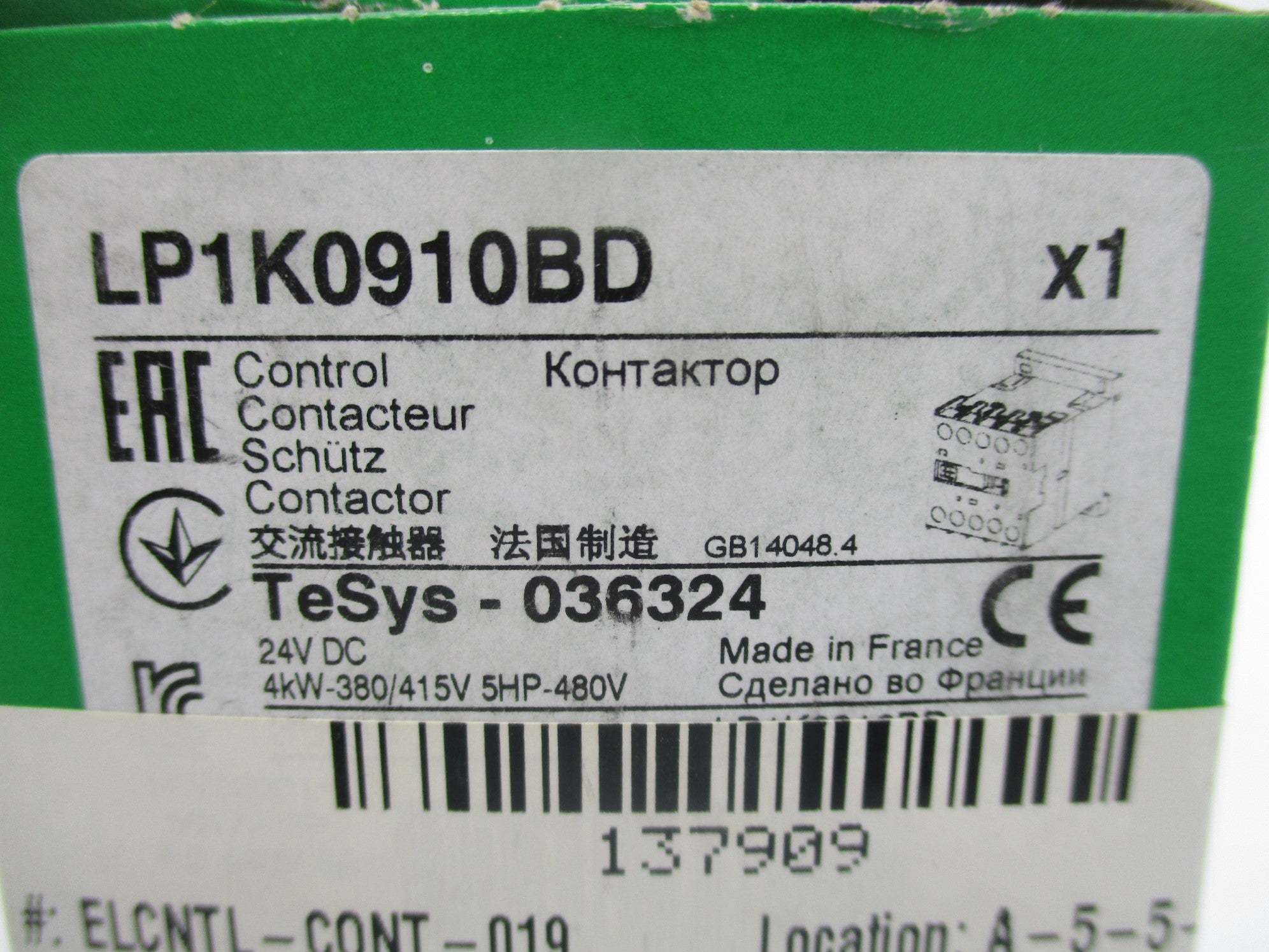 SCHNEIDER ELECTRIC LP1K0910BD 24V NSMP