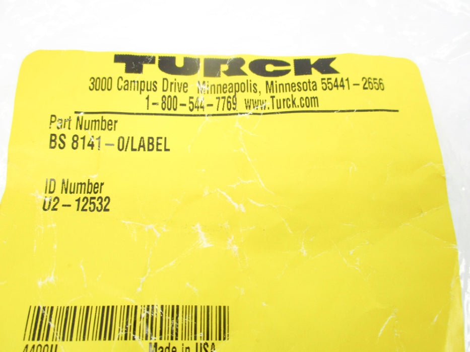 TURCK BS8141-0/LABEL U2-12532 NSMP