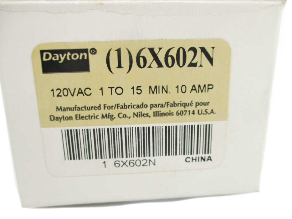 DAYTON 6X602N 120VAC 10A 1-15MIN. NSMP