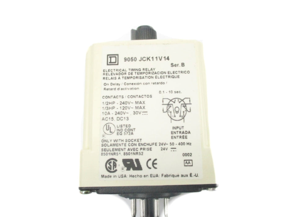 SQUARE D 9050JCK11V14 SER.  B 24V 10A 0.1-10SEC NSMP