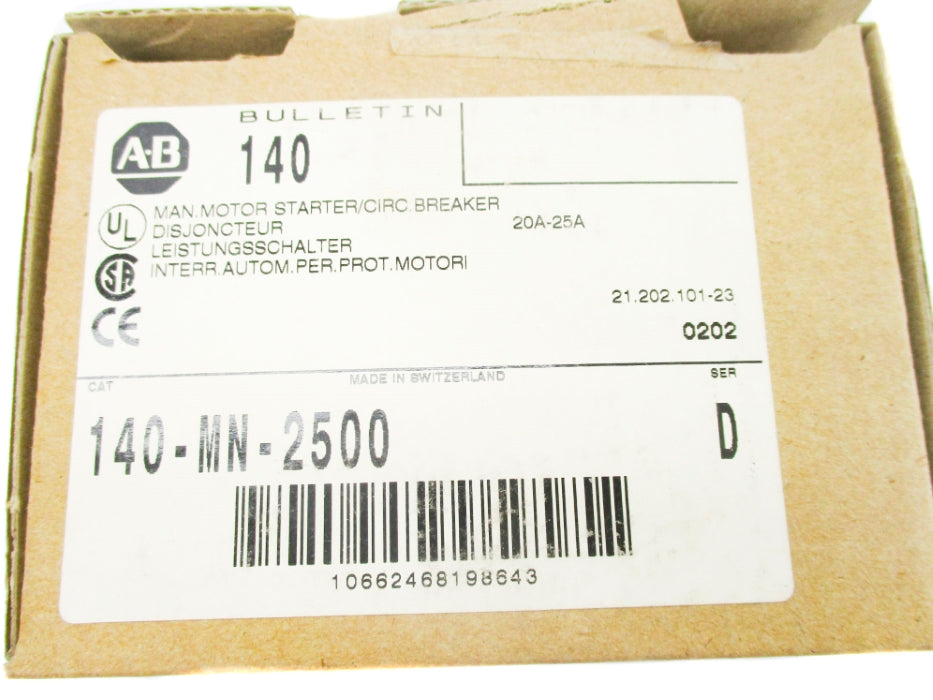 ALLEN BRADLEY 140-MN-2500 SER. B (BR/WH) NSMP