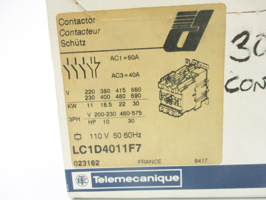 TELEMECANIQUE LC1D4011F7 023162 110V NSMP