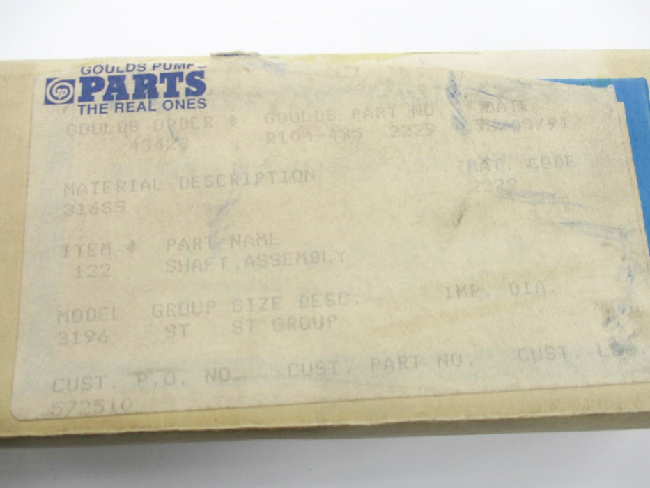 GOULDS PUMP R104-435-2229 NSMP
