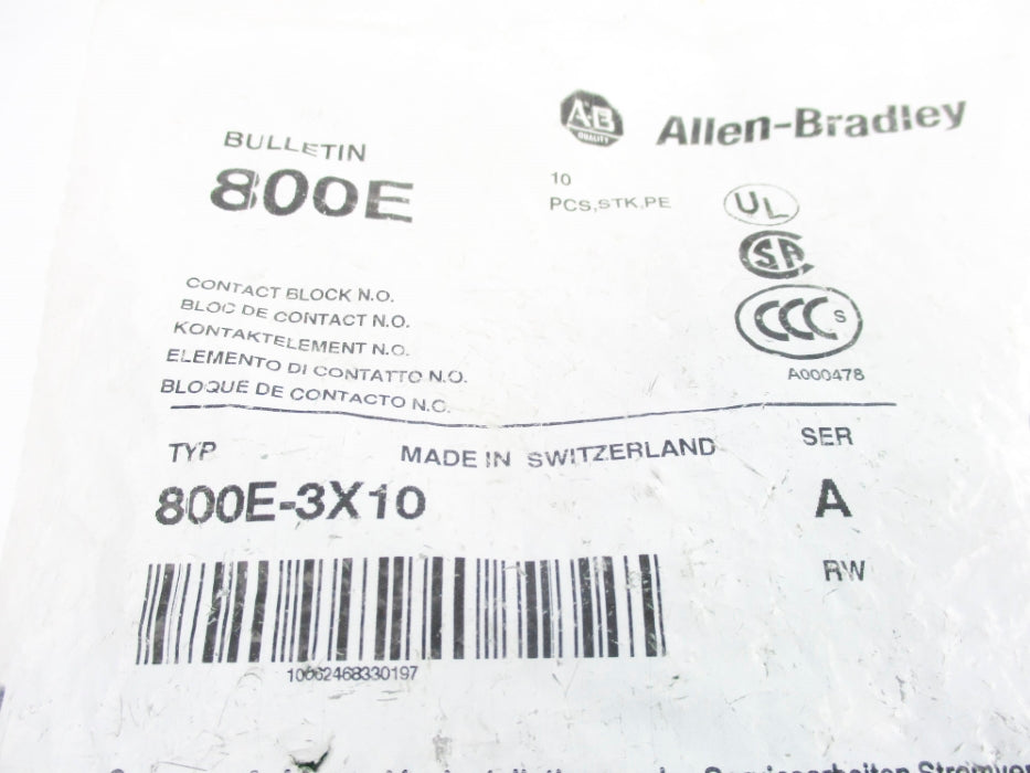 ALLEN BRADLEY 800E-3X10 SER. A (PKG OF 10) NSMP