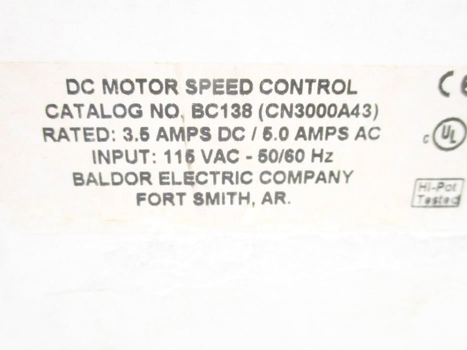 BALDOR ELECTRIC BC138 CN3000A43 NSMP