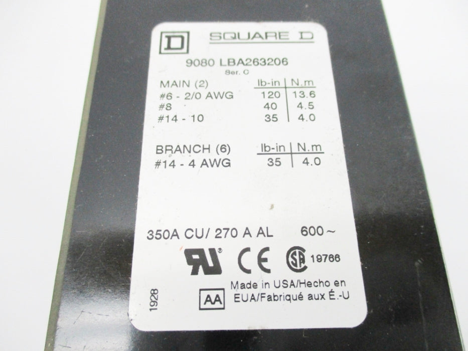 SQUARE D 9080LBA263206 SER. C NSNP