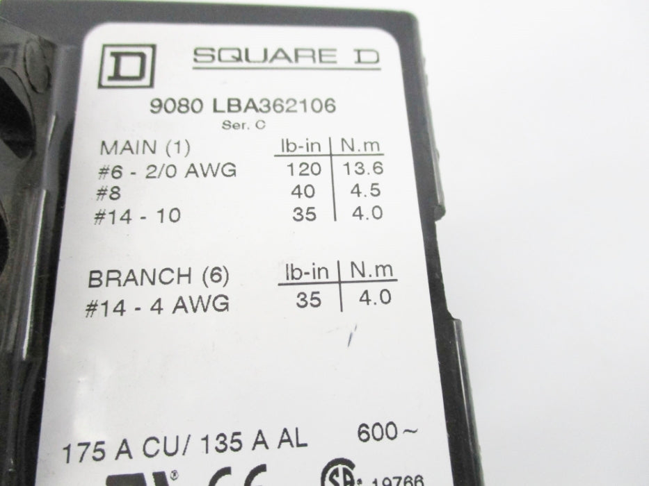 SQUARE D 9080LBA362106 SER. C NSNP