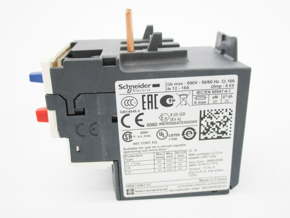 SCHNEIDER ELECTRIC LRD21 690V 18A NSMP