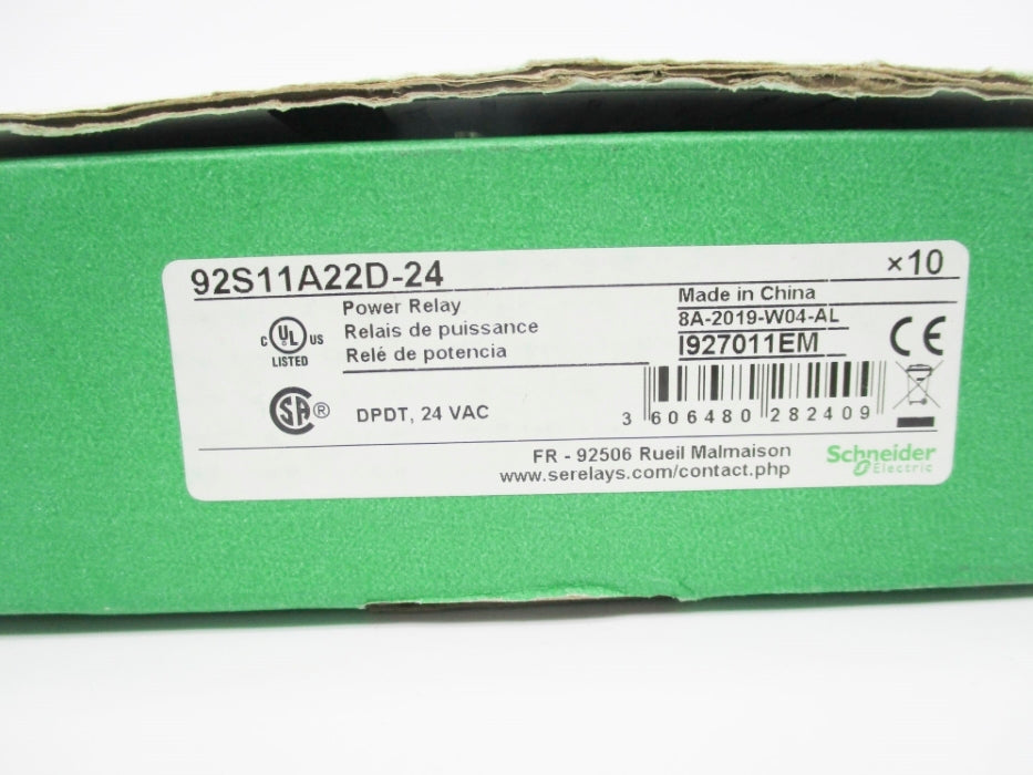 SCHNEIDER ELECTRIC 92S11A22D-24 24V 30-20A (PKG OF 10) NSMP