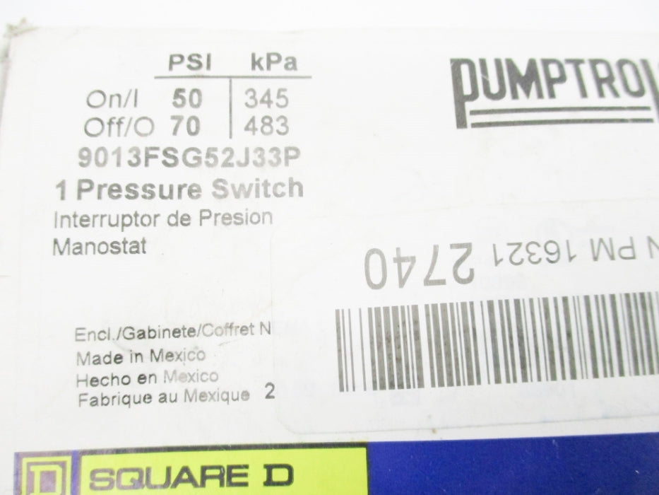 SQUARE D 9013FSG52J33P 50/70PSI NSMP