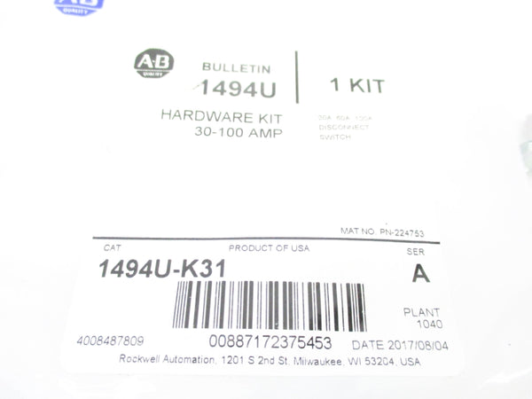 ALLEN BRADLEY 1494U-K31 SER. A 30/60/100A NSMP