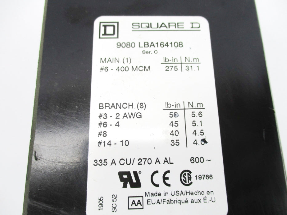 SQUARE D 9080LBA164108 SER. C NSNP