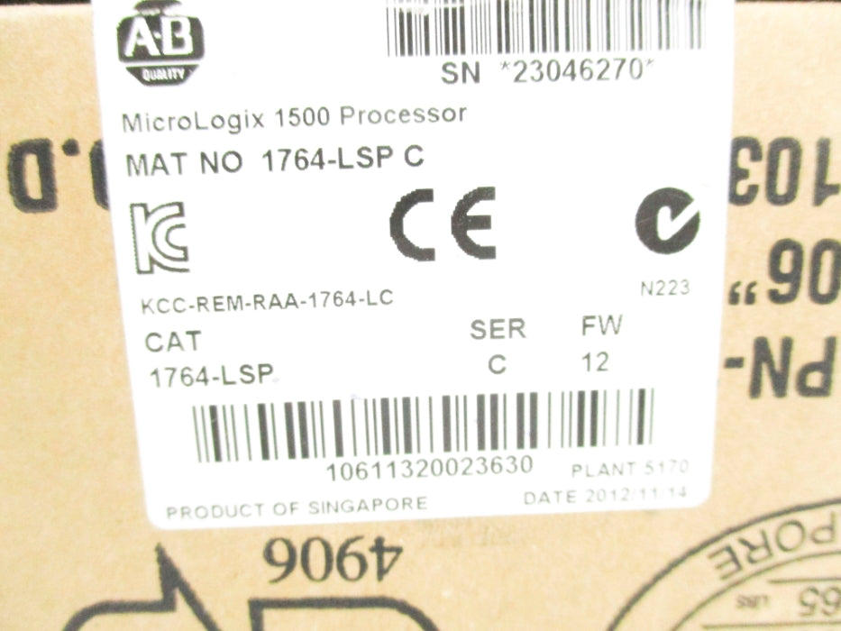 ALLEN BRADLEY 1764-LSP SER. C F/W 12 NSMP