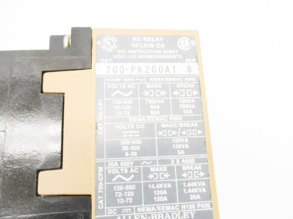 INDUSTRIAL SPARE PART 700-PK200A1 SER. B 110/120V 10A UNMP