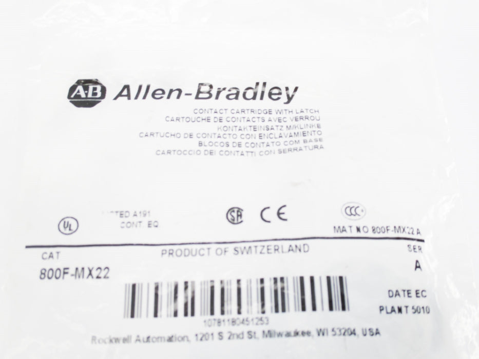 ALLEN BRADLEY 800F-MX22 SER. A NSMP